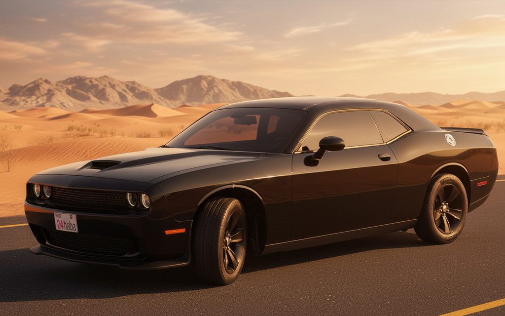 Dodge Challenger 2021 Black front view with headlights