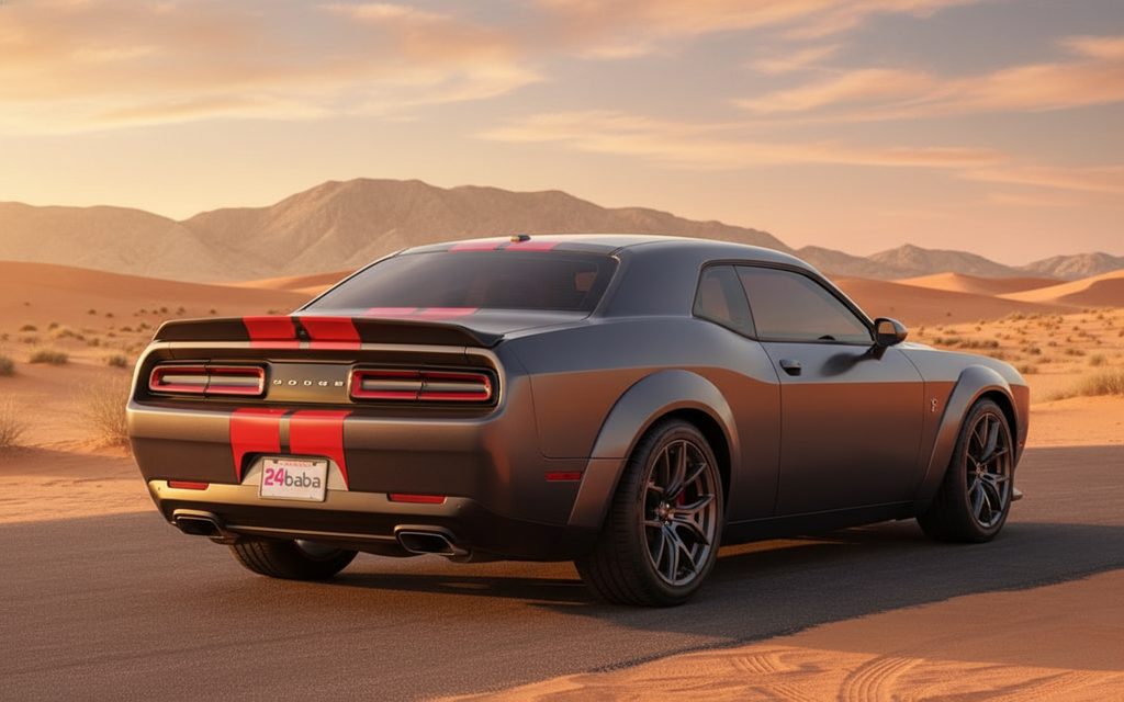 Dodge Challenger 2025 Grey rear view showing taillights