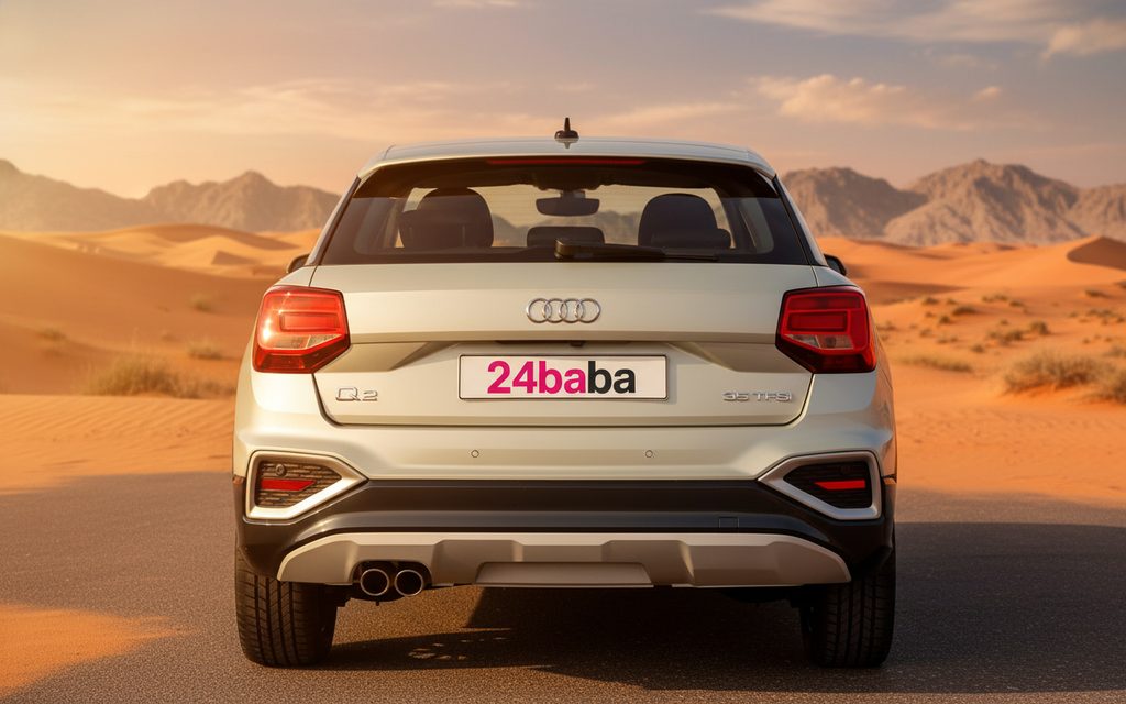 Audi Q2 2024 Grey rear view showing taillights