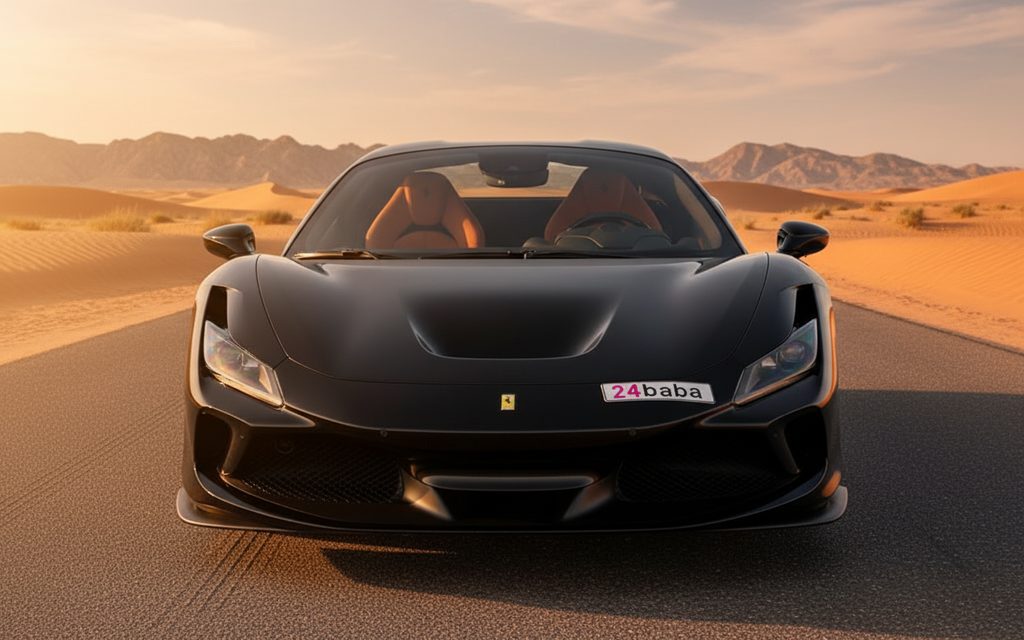 Ferrari F8 2023 Black front view with headlights