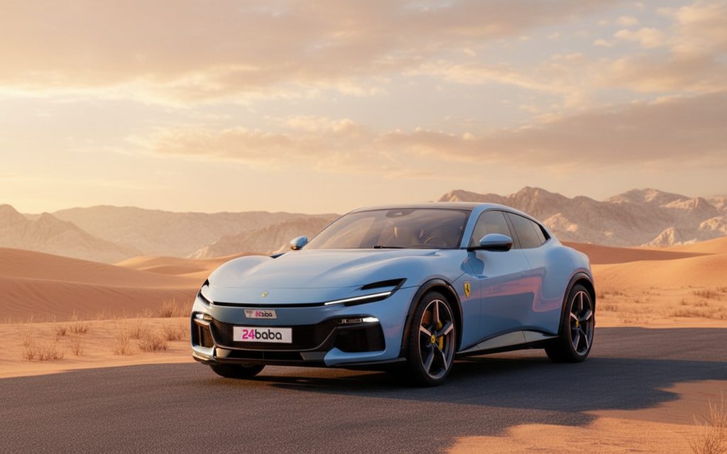 Ferrari Purosangue 2024 Blue front view with headlights