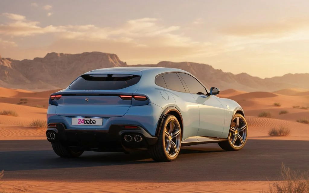 Ferrari Purosangue 2024 Blue rear view showing taillights