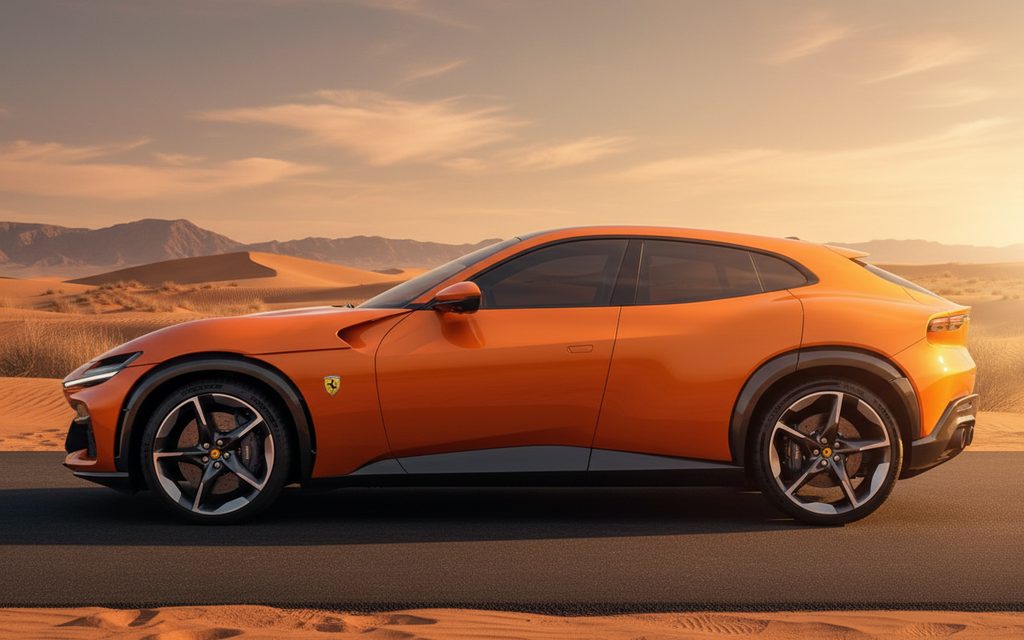 Ferrari Purosangue 2024 Orange side profile