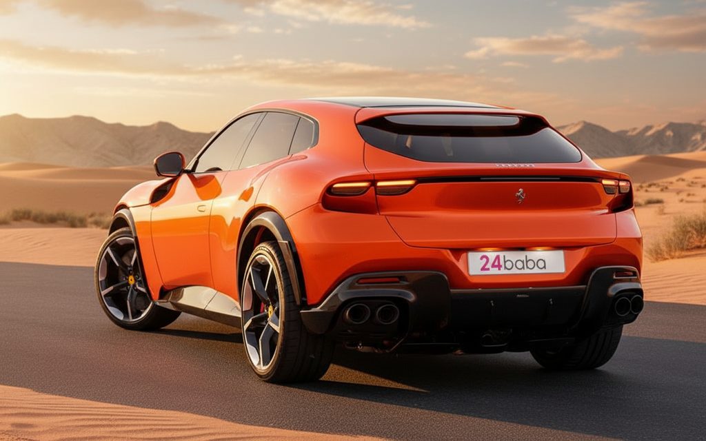 Ferrari Purosangue 2024 Orange rear view showing taillights