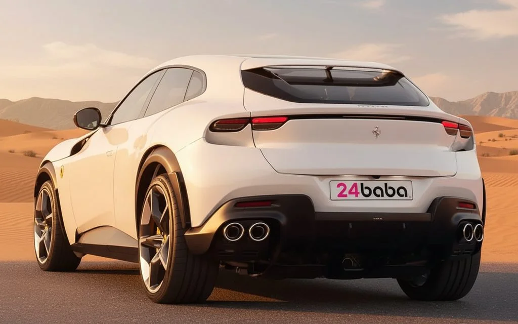 Ferrari Purosangue 2024 White rear view showing taillights