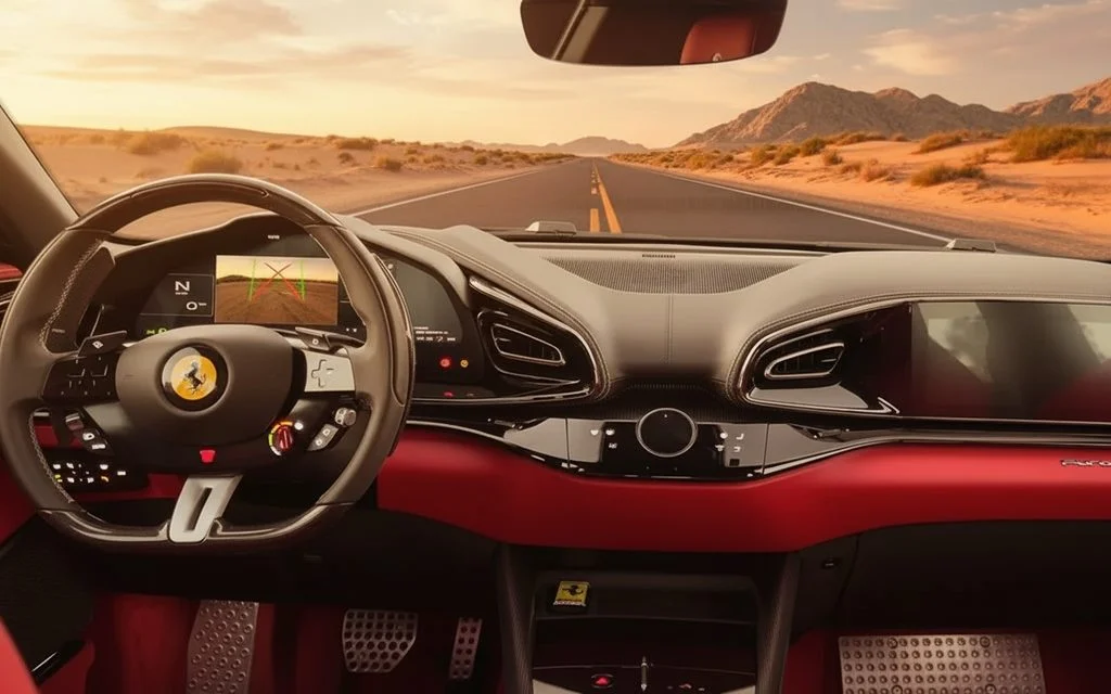 Ferrari Purosangue 2024 dashboard and infotainment rental dubai