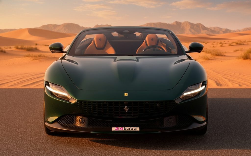 Ferrari Roma 2025 Green front view with headlights