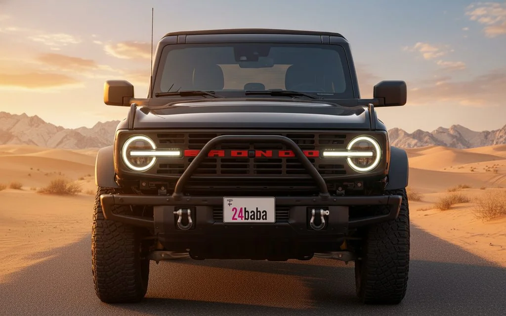 Ford Bronco 2022 Black front view with headlights