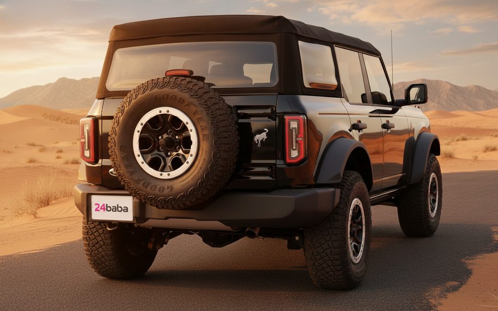 Ford Bronco 2022 Black rear view showing taillights