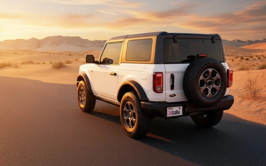 Ford Bronco 2021 White rear view showing taillights