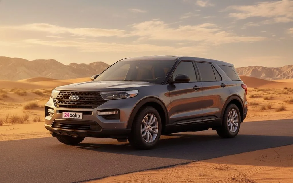 Ford Explorer 2021 Grey front view with headlights