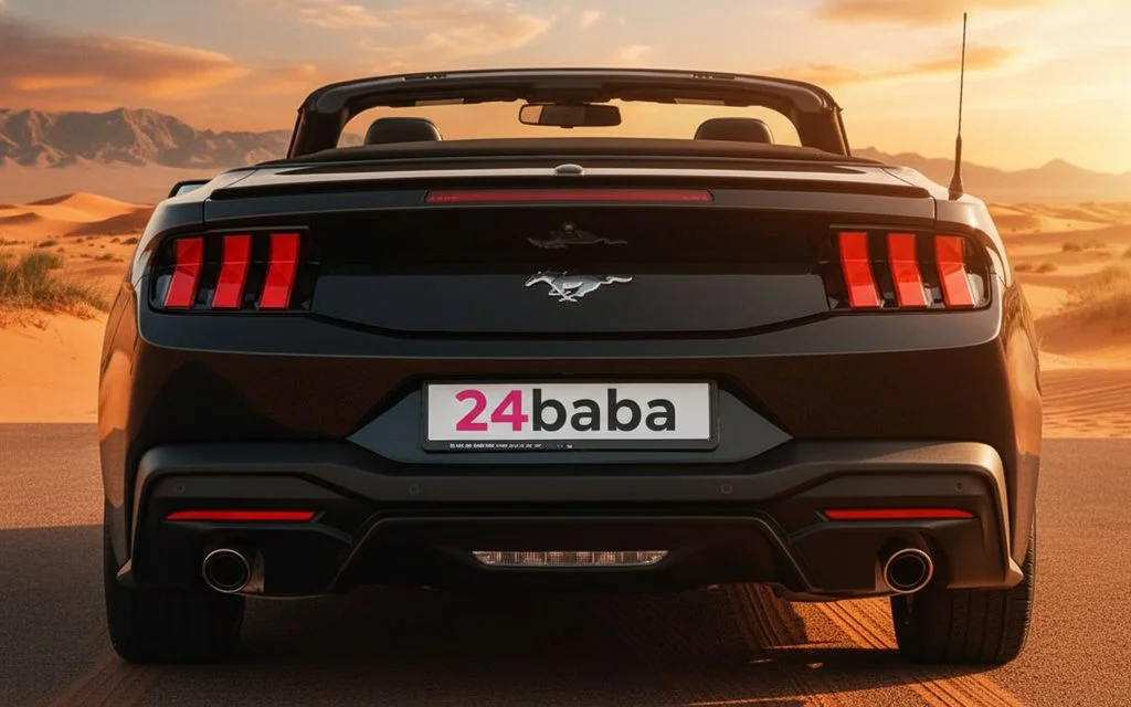 Ford Mustang 2024 Black rear view showing taillights