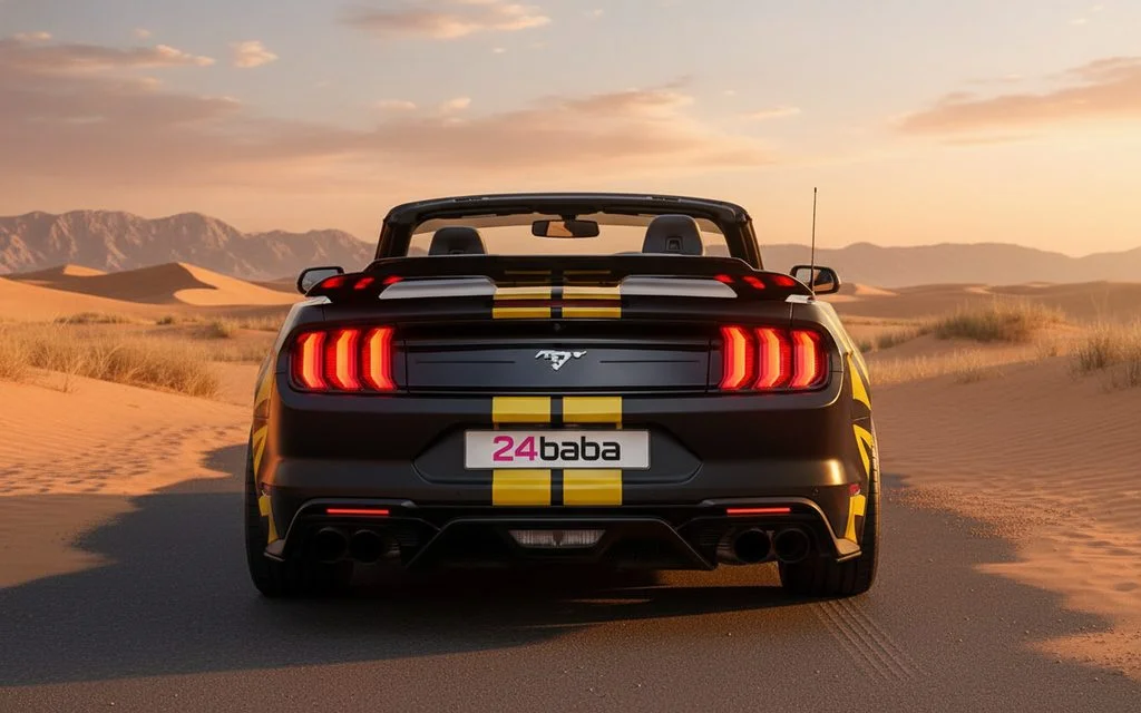 Ford Mustang 2025 Black rear view showing taillights
