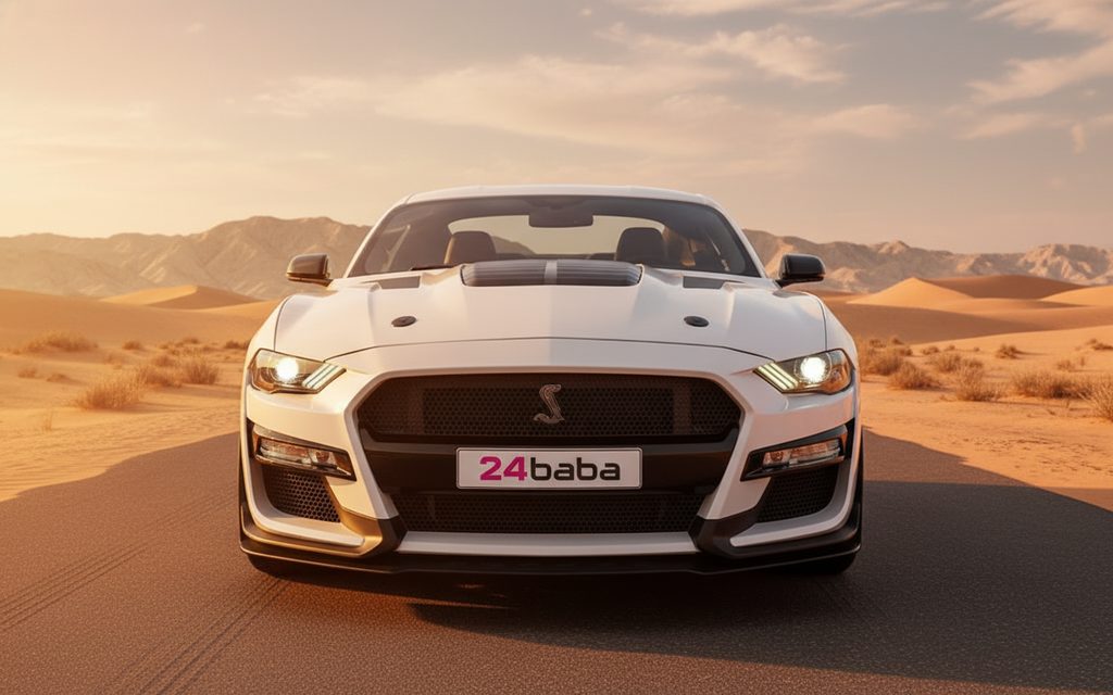 Ford Mustang 2025 White front view with headlights