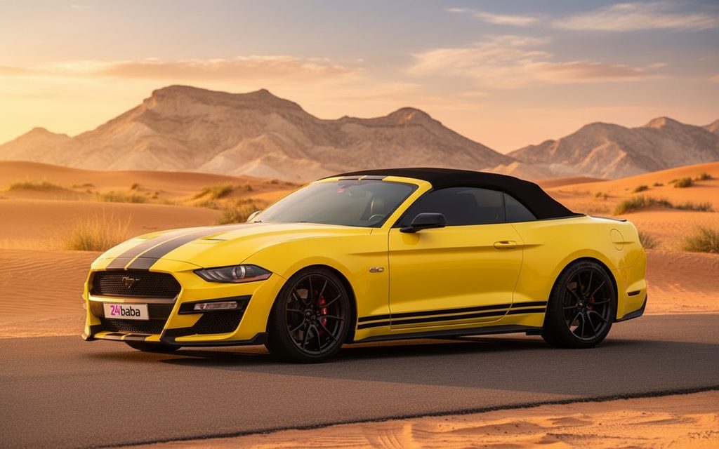 Ford Mustang 2020 Yellow side profile – rental in Dubai