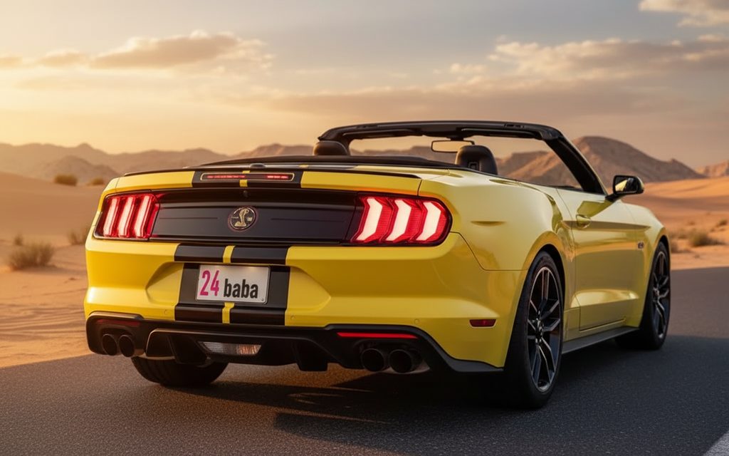 Ford Mustang 2020 Yellow rear view showing taillights – rental in Dubai