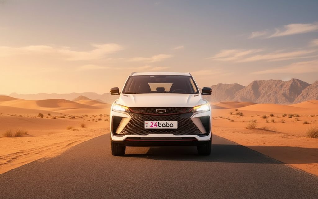 Geely Coolray 2024 White front view with headlights