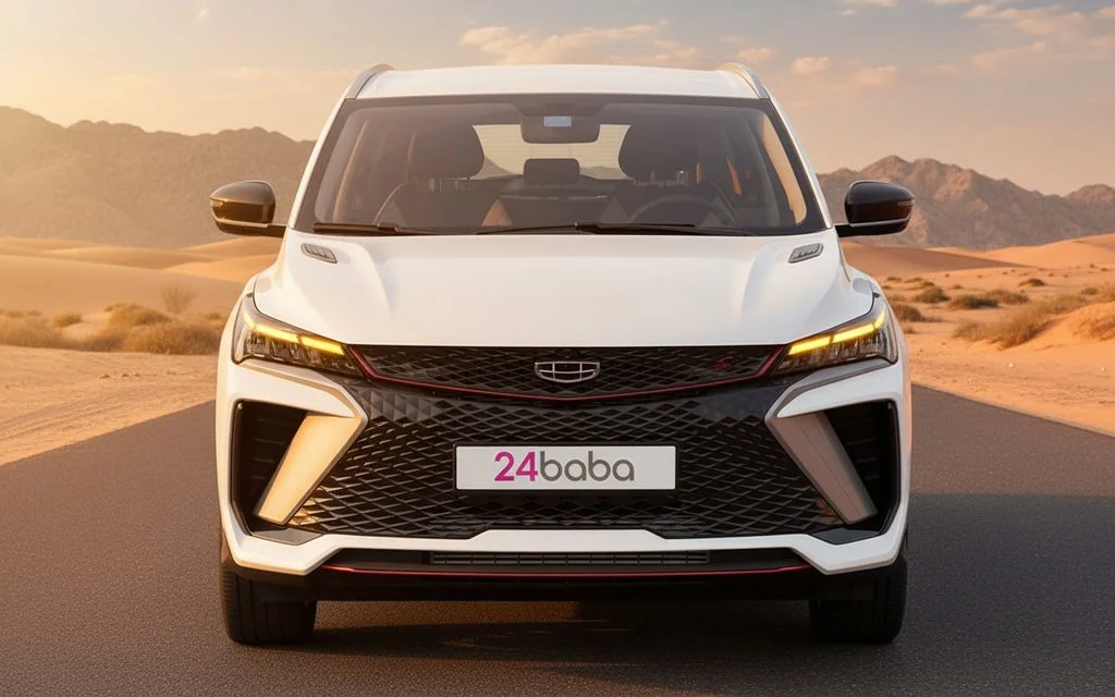 Geely Coolray 2026 White front view with headlights