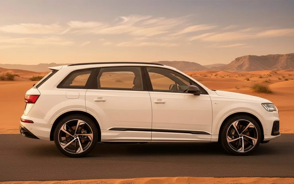 Audi Q7 2021 White side profile