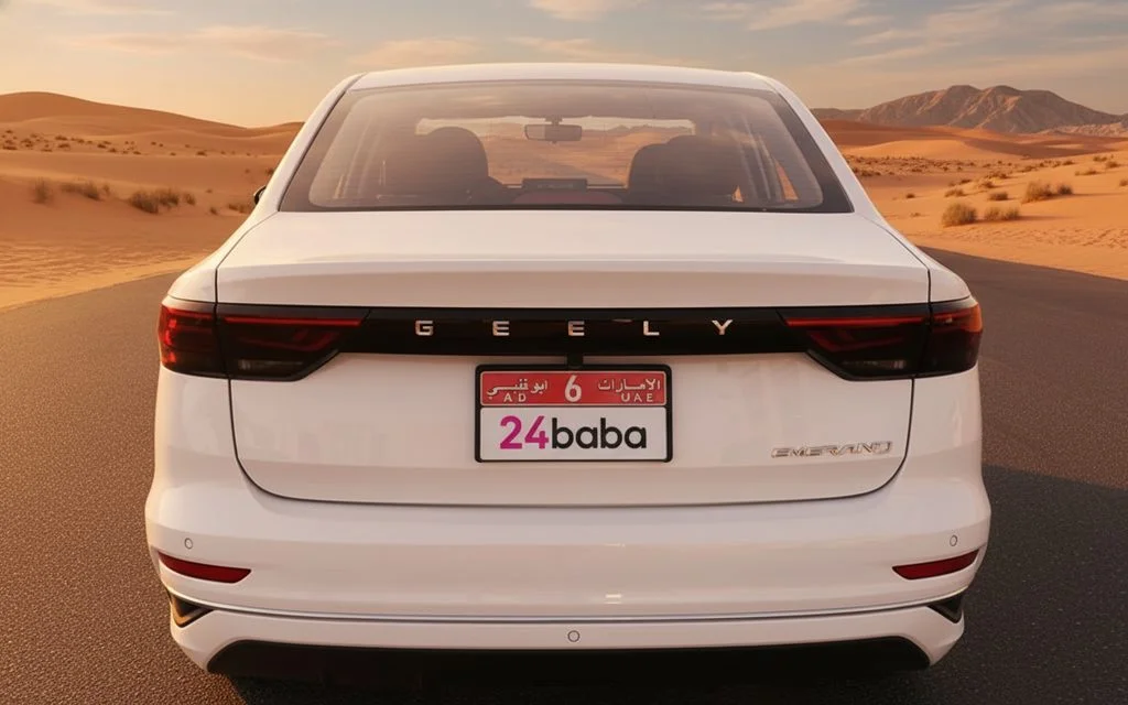 Geely Emgrand 2026 White rear view showing taillights