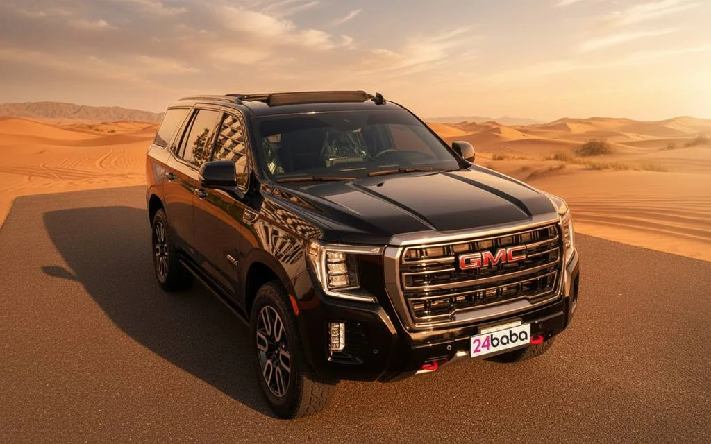 Gmc Yukon 2024 Black front view with headlights