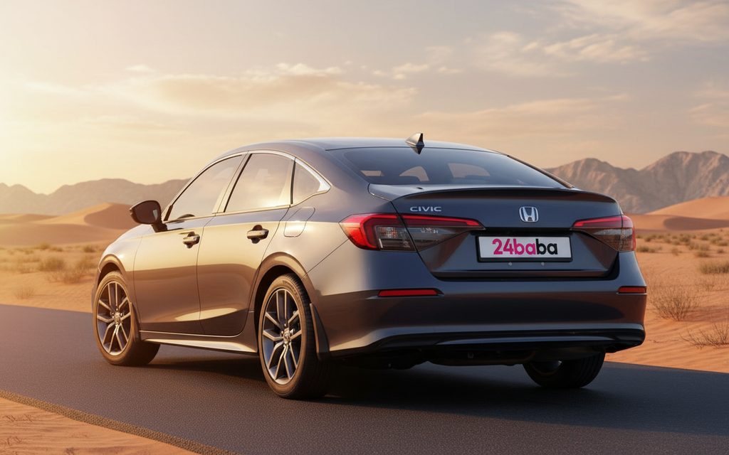 Honda Civic 2024 Grey rear view showing taillights