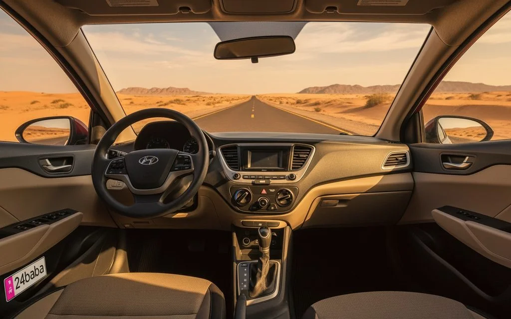 Hyundai Accent 2021 dashboard and infotainment – rental in Dubai