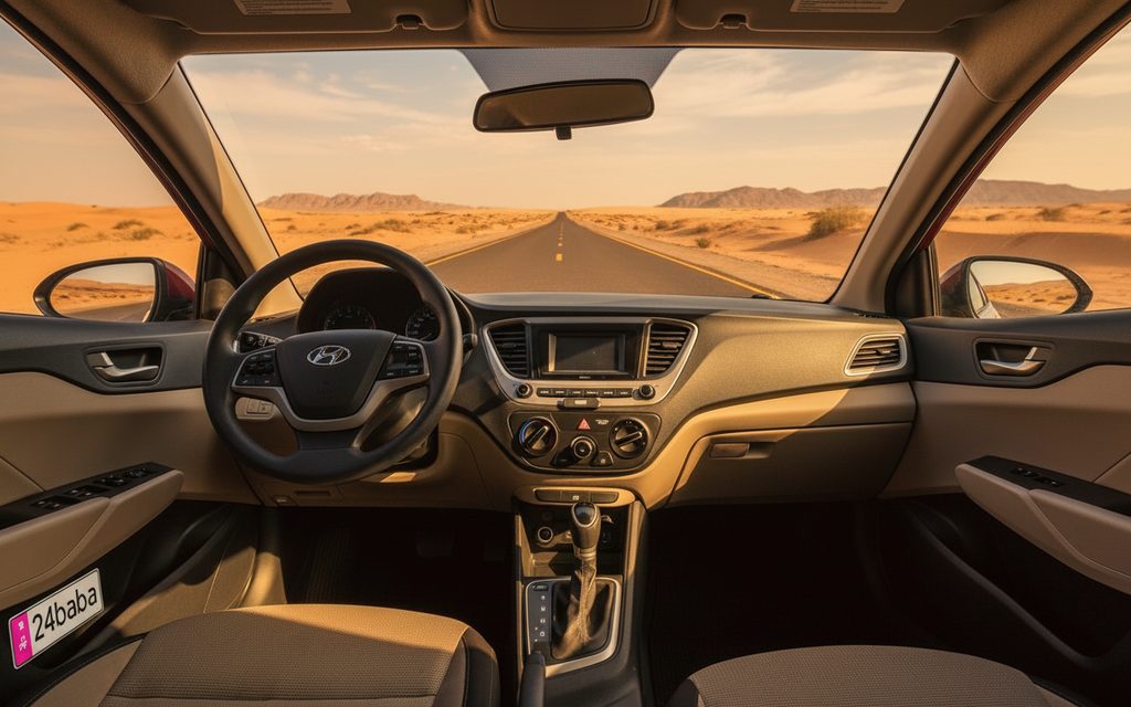 Hyundai Accent 2021 dashboard and infotainment – rental in Dubai