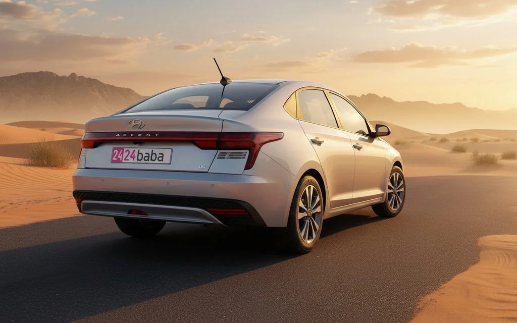 Hyundai Accent 2025 Silver rear view showing taillights