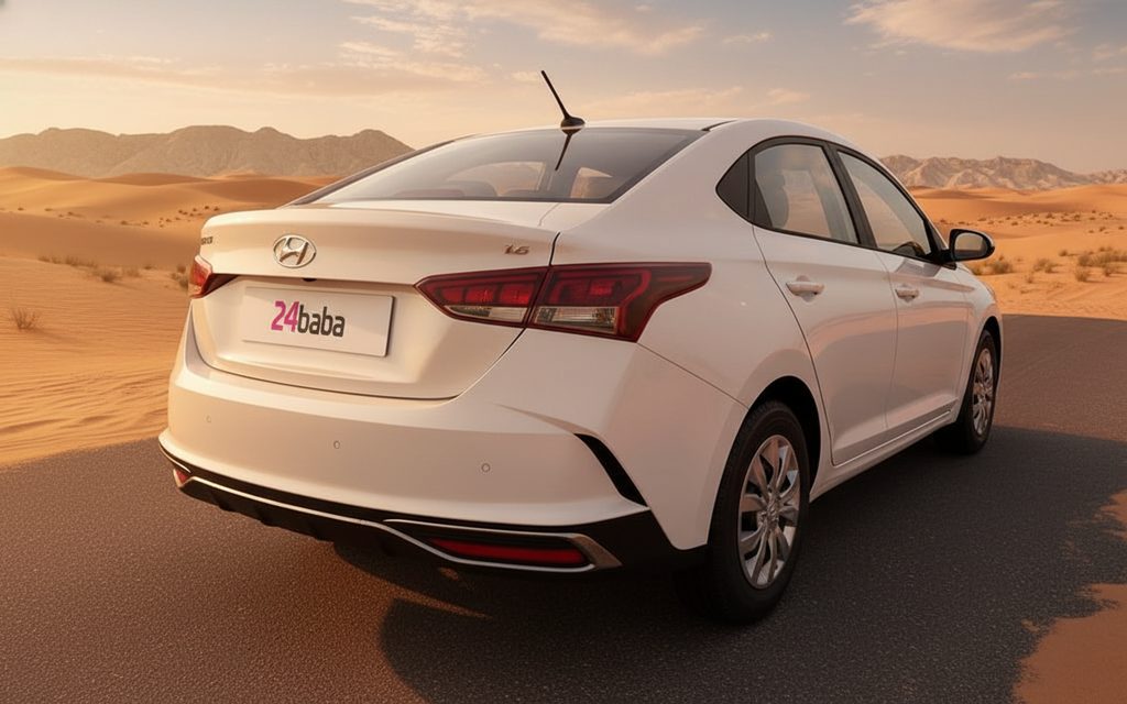 Hyundai Accent 2022 White rear view showing taillights