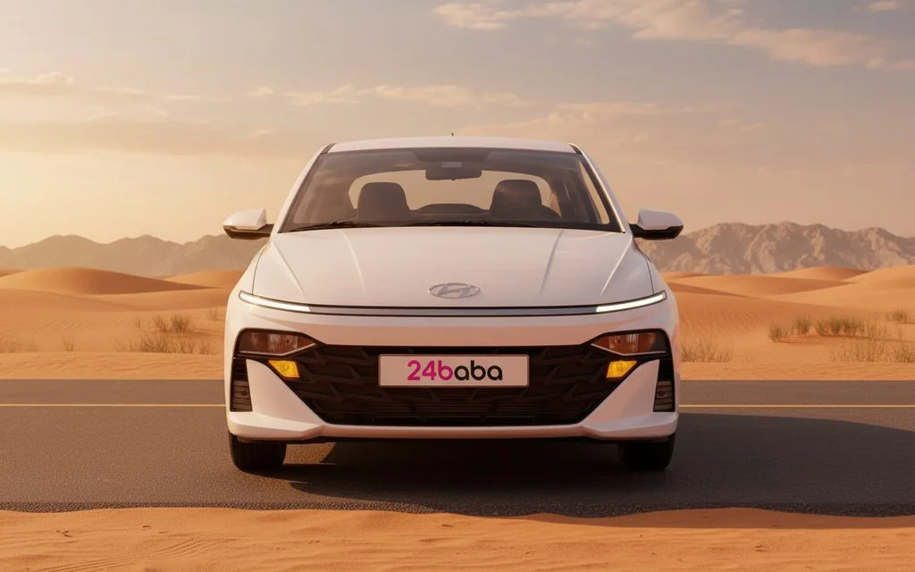 Hyundai Accent 2024 White front view with headlights