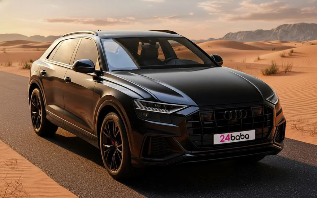 Audi Q8 2023 Dark Gray front view with headlights