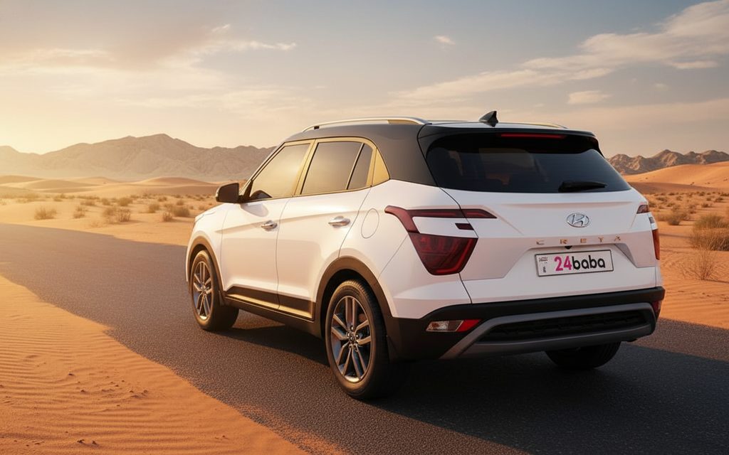 Hyundai Creta 2024 White rear view showing taillights