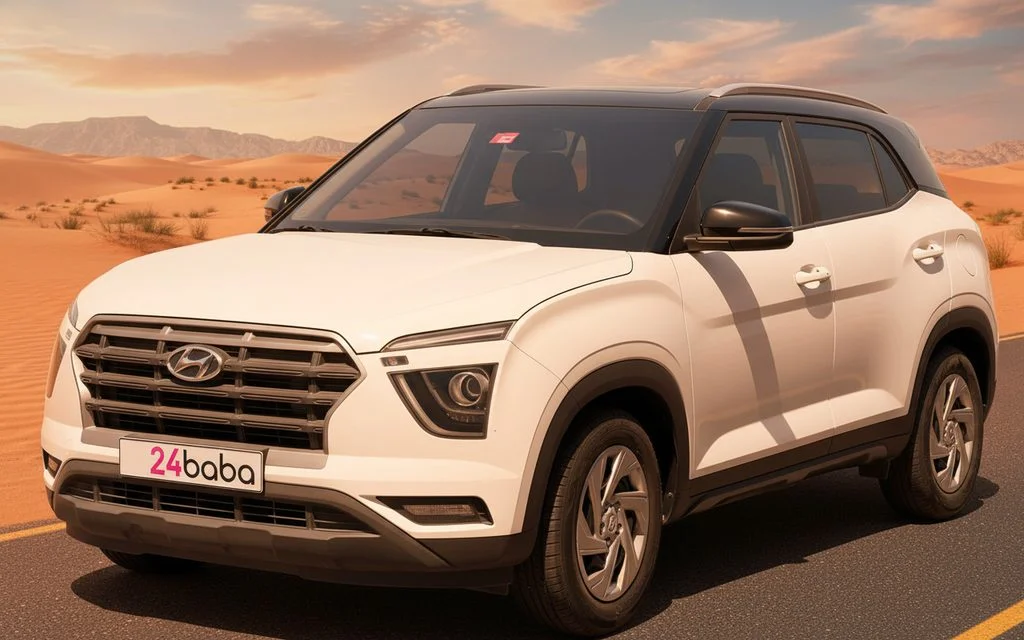 Hyundai Creta 2024 White front view with headlights