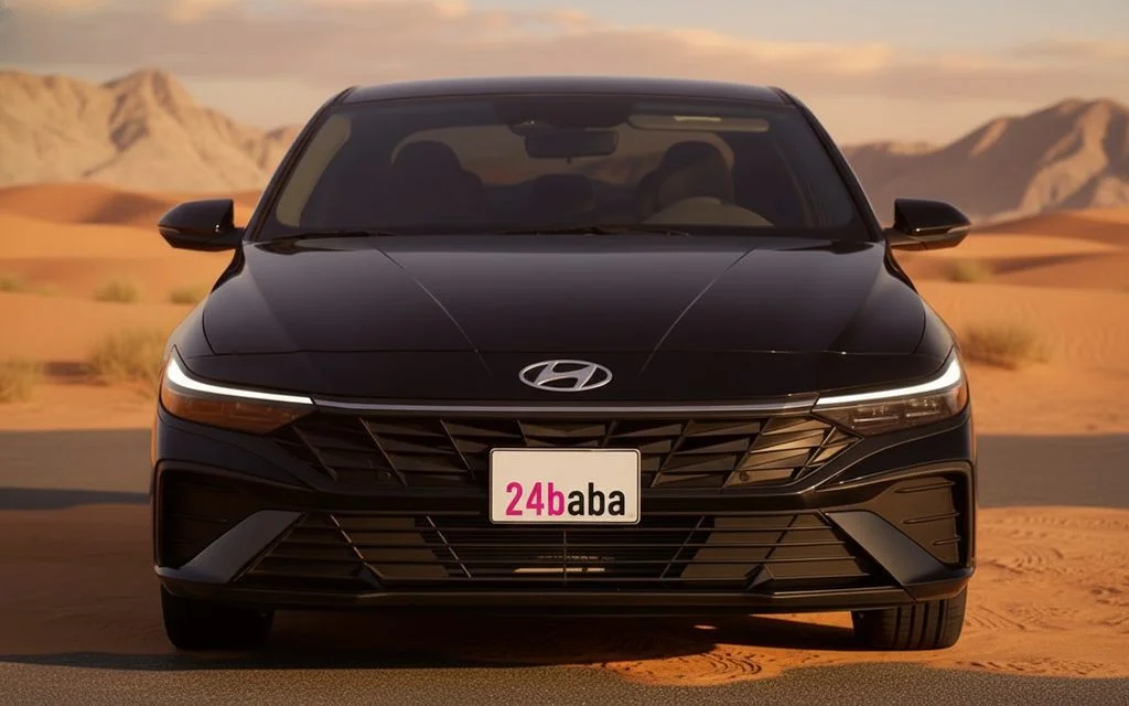 Hyundai Elantra 2024 Black front view with headlights