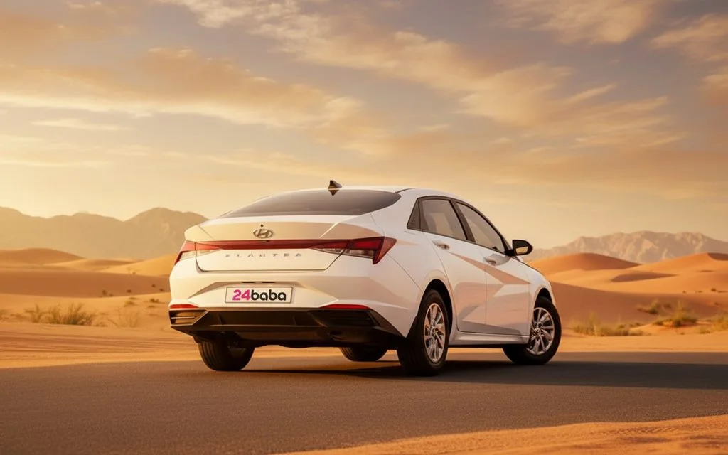 Hyundai Elantra 2022 White rear view showing taillights