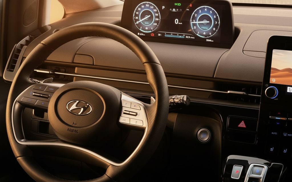 Hyundai Staria 2023 dashboard and infotainment – rental in Dubai