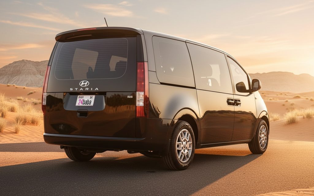 Hyundai Staria 2025 Black rear view showing taillights