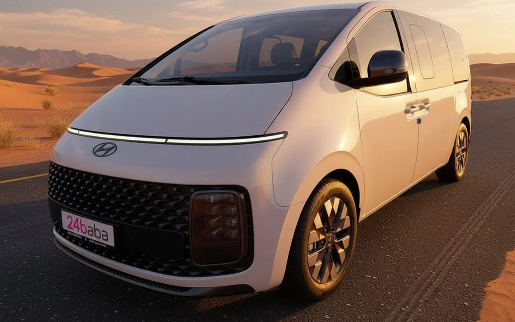 Hyundai Staria 2024 White front view with headlights