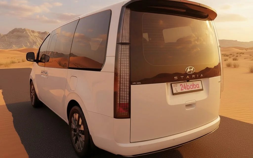 Hyundai Staria 2024 White rear view showing taillights