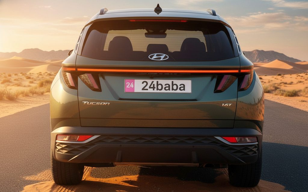 Hyundai Tucson 2024 Dark Gray rear view showing taillights