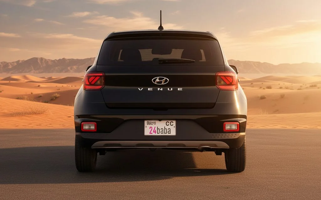 Hyundai Venue 2023 Black rear view showing taillights
