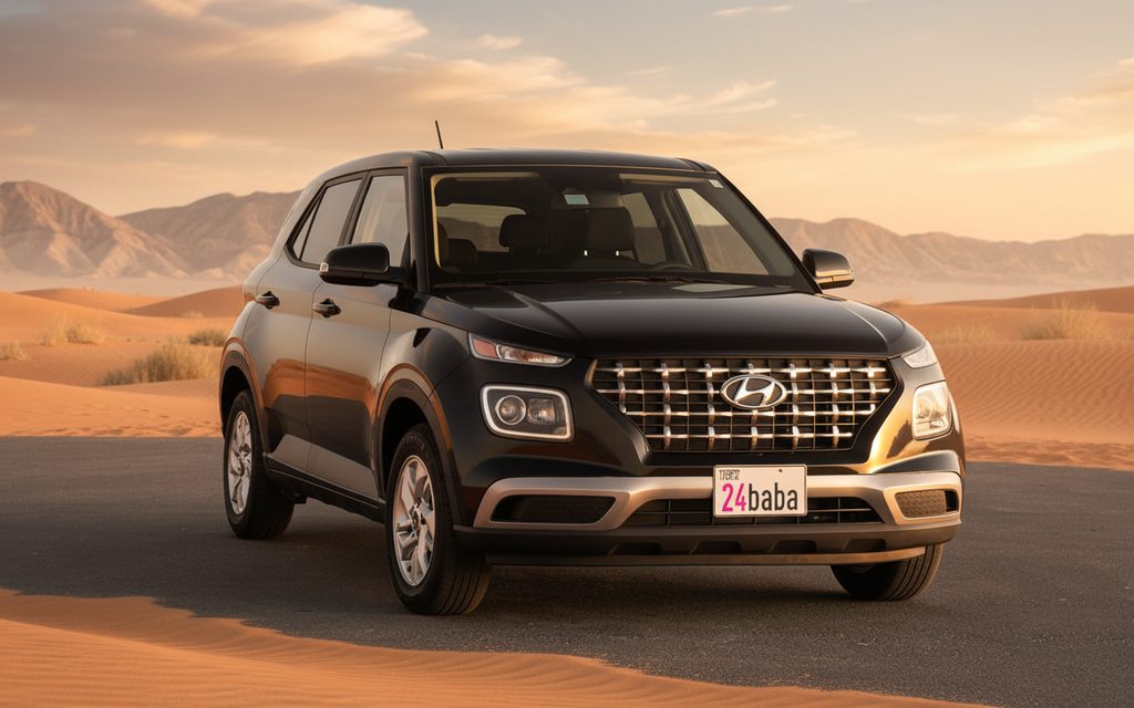 Hyundai Venue 2023 Black front view with headlights