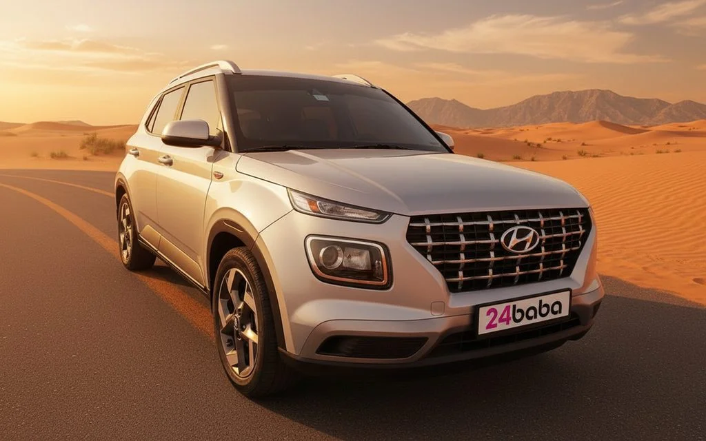 Hyundai Venue 2021 Silver front view with headlights