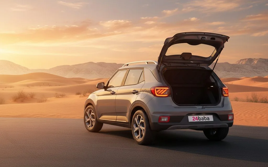 Hyundai Venue 2022 White rear view showing taillights