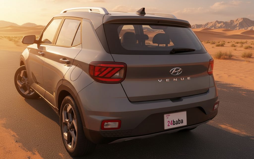 Hyundai Venue 2022 White rear view showing taillights