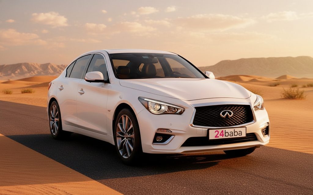 Infiniti Q50 2022 White front view with headlights