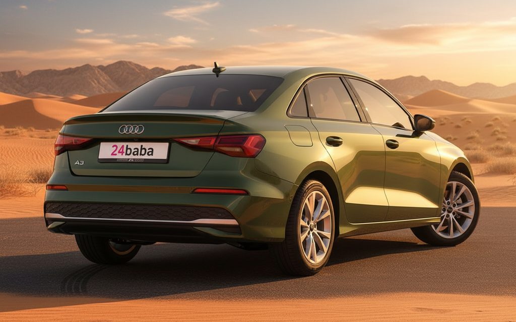 Audi A3 2025 Green rear view showing taillights