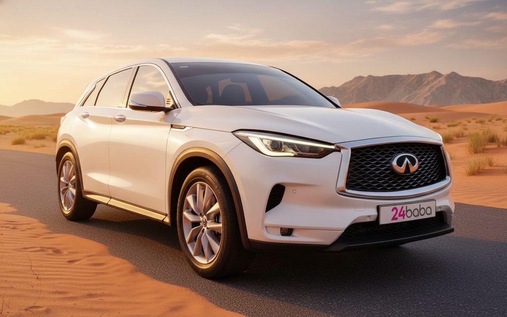 Infiniti Qx50 2022 White front view with headlights