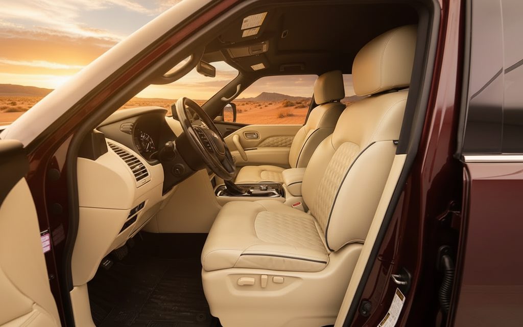 Infiniti Qx80 2022 leather seats and cabin